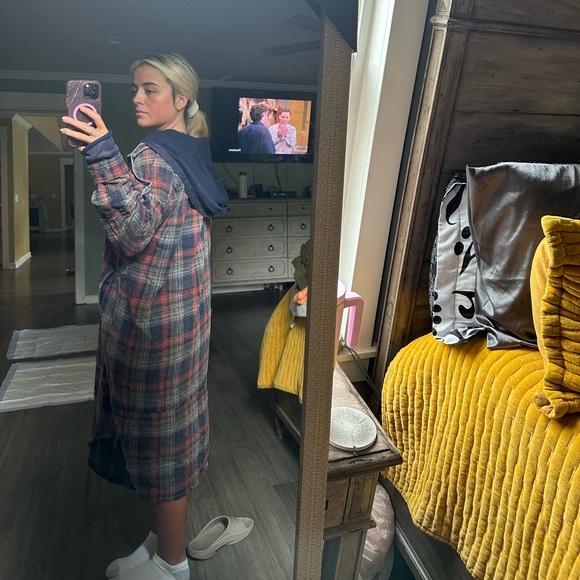 Mineral Washed Plaid Button Up Long - Picture 5 of 7